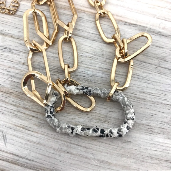 Nordstrom Asymmetric Draped Gold Tone Chain Link Necklace - Picture 5 of 6